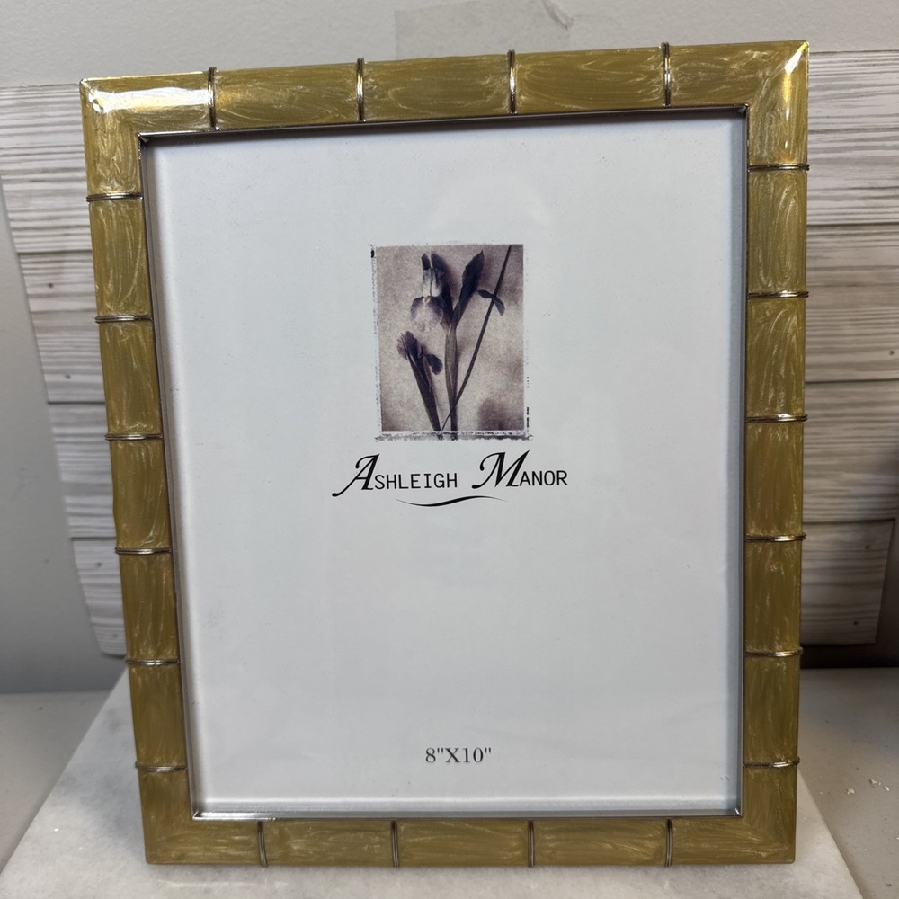 Ashleigh Manor Photo Picture Frame Pearlized Gold Enamel on Metal 8"x10" - Picture 3 of 6